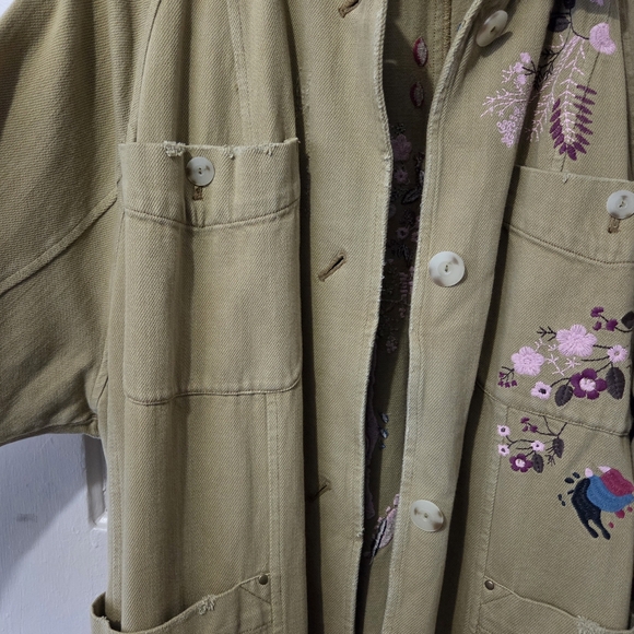 Pilcro Embroidered Coat Size Medium - Picture 3 of 8